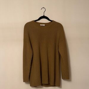 Aritzia Ribbed Crewneck Sweater - Camel Brown